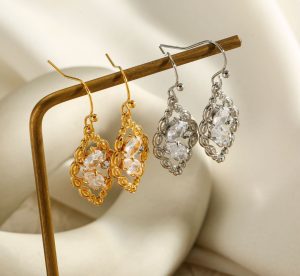 Stainless steel Earrings with CZ Stones